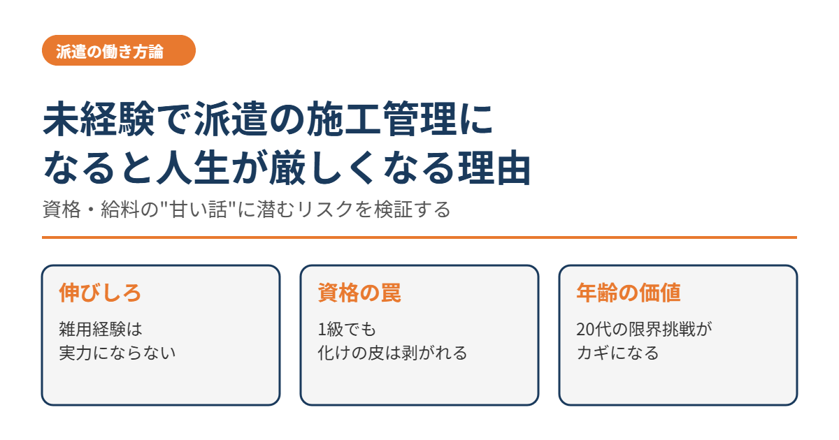 未経験で派遣の施工管理になると人生が厳しくなる理由